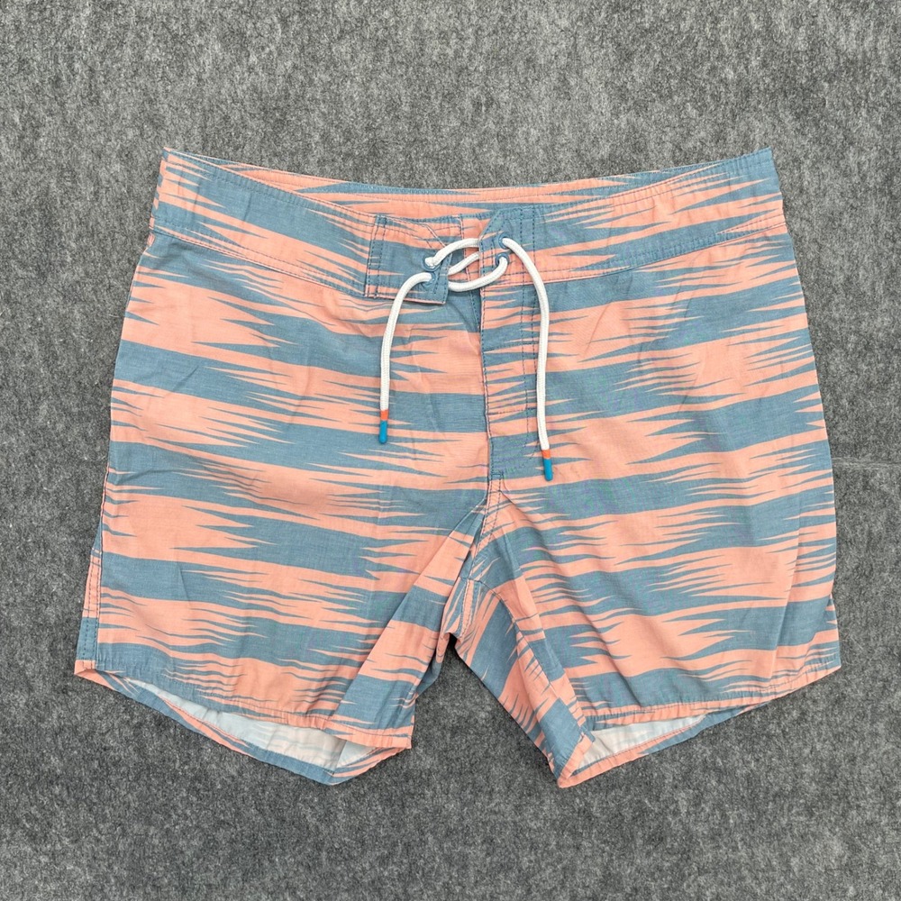 Chubbies Board Shorts Mens 30 Swim Trunks Peach Blue Ikat Pattern Stretch